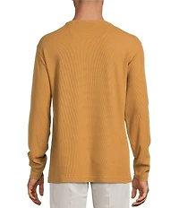 Roundtree & Yorke Long Sleeve Solid Waffle Crewneck Pullover