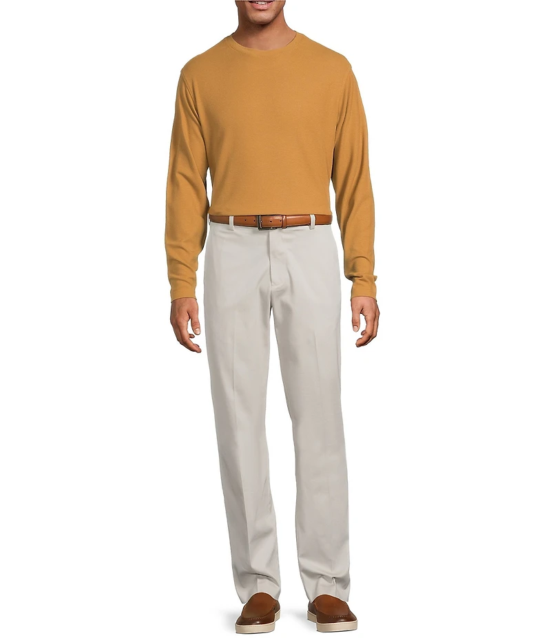 Roundtree & Yorke Long Sleeve Solid Waffle Crewneck Pullover