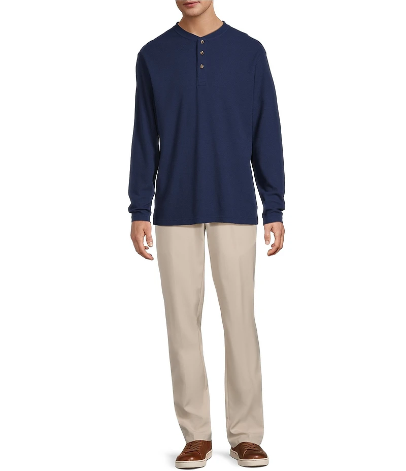 Roundtree & Yorke Long Sleeve Solid Waffle Henley Shirt