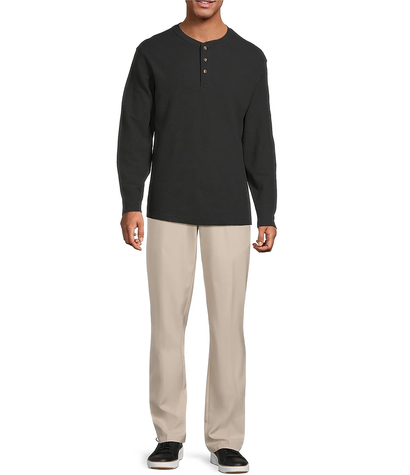 Roundtree & Yorke Long Sleeve Solid Waffle Henley Shirt