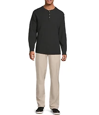 Roundtree & Yorke Long Sleeve Solid Waffle Henley Shirt