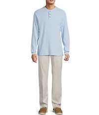 Roundtree & Yorke Long Sleeve Solid Waffle Henley Shirt