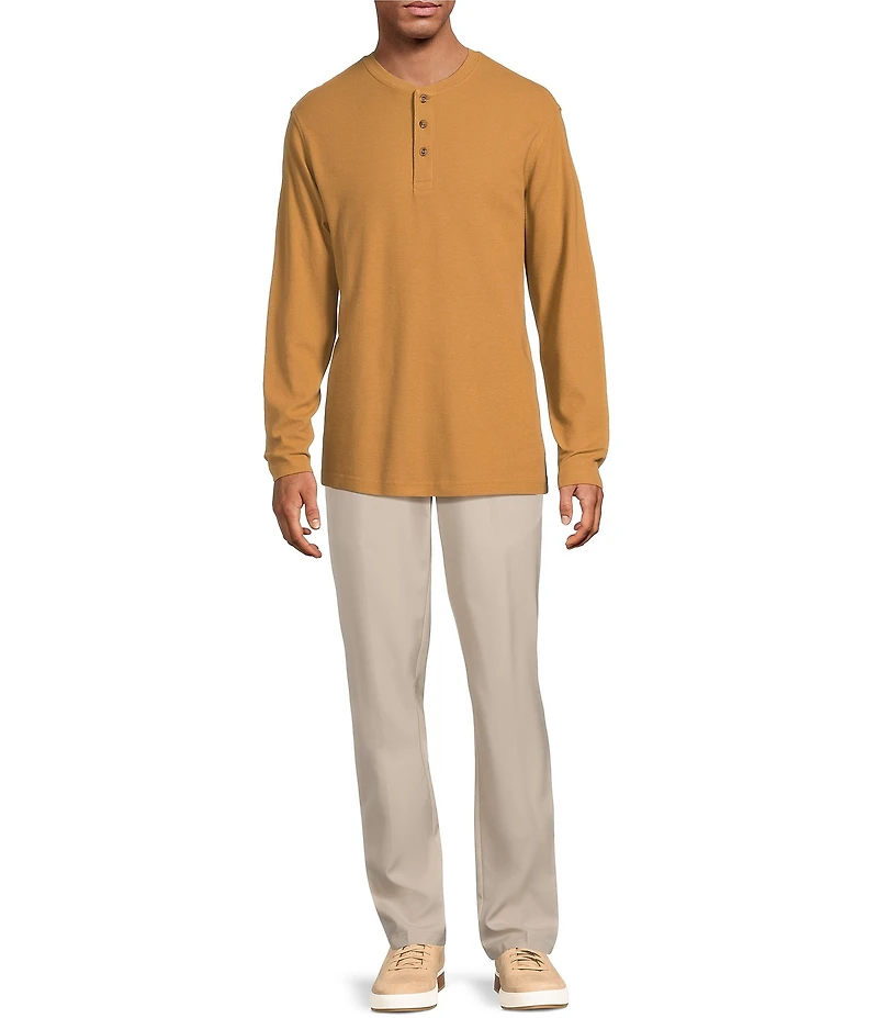 Roundtree & Yorke Long Sleeve Solid Waffle Henley Shirt