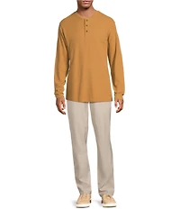 Roundtree & Yorke Long Sleeve Solid Waffle Henley Shirt