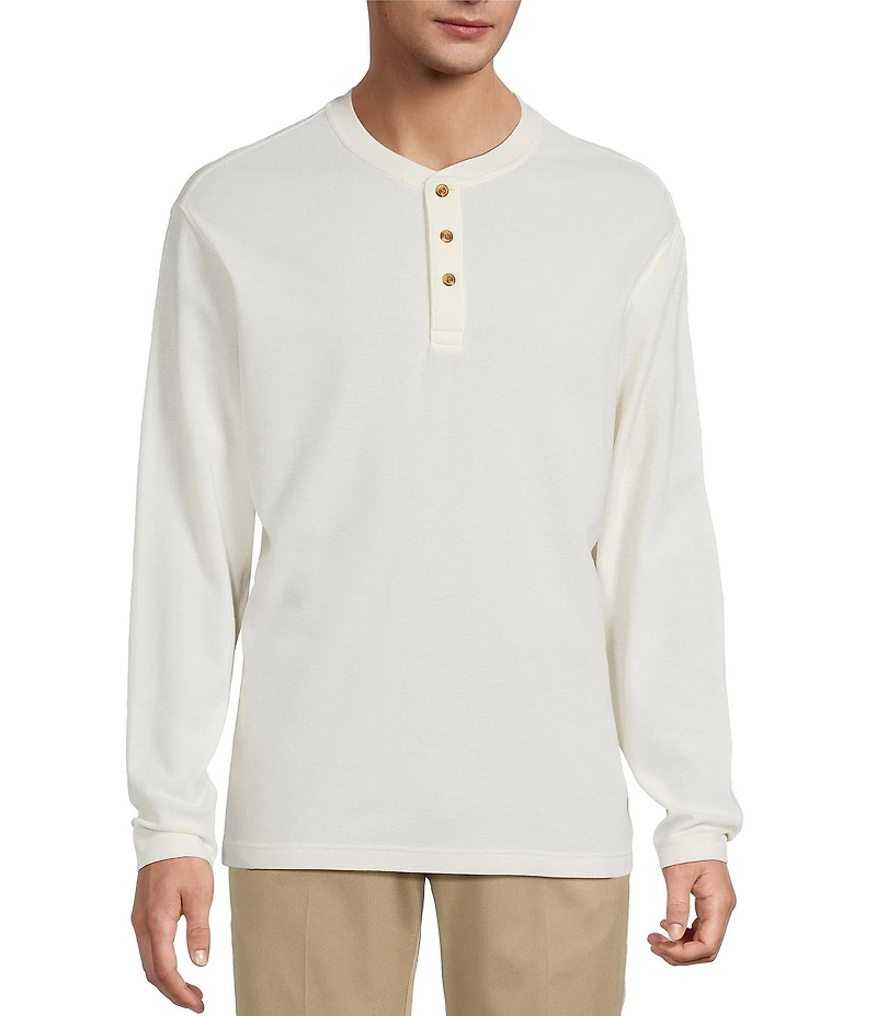Roundtree & Yorke Long Sleeve Solid Waffle Henley Shirt