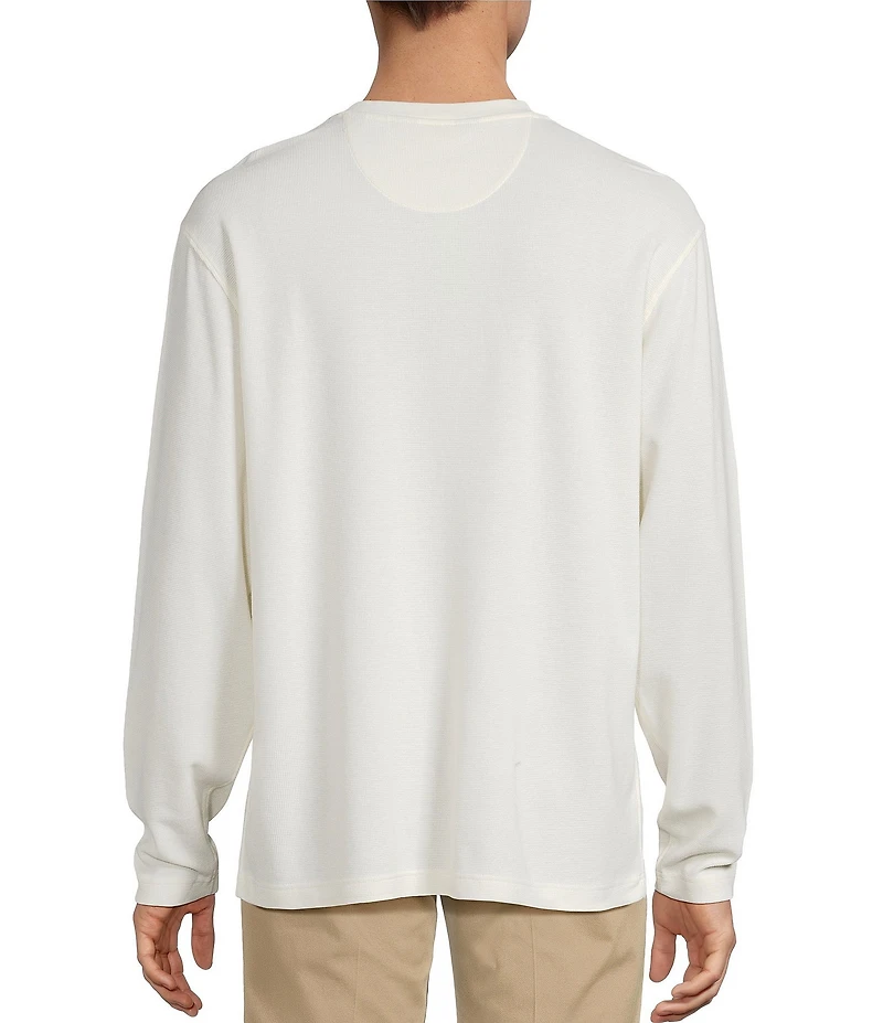 Roundtree & Yorke Long Sleeve Solid Waffle Henley Shirt