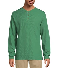 Roundtree & Yorke Long Sleeve Solid Waffle Henley Shirt