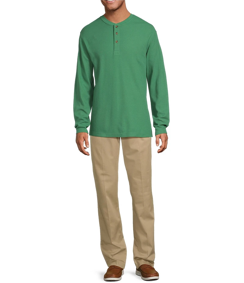 Roundtree & Yorke Long Sleeve Solid Waffle Henley Shirt