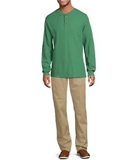 Roundtree & Yorke Long Sleeve Solid Waffle Henley Shirt