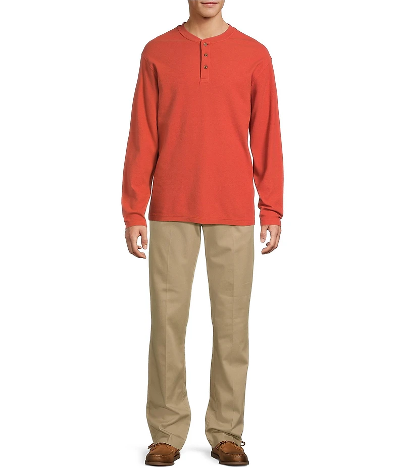 Roundtree & Yorke Long Sleeve Solid Waffle Henley Shirt