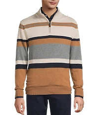 Roundtree & Yorke Long Sleeve Stripe Quarter-Zip Sweater