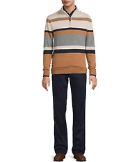 Roundtree & Yorke Long Sleeve Stripe Quarter-Zip Sweater