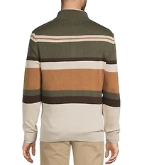 Roundtree & Yorke Long Sleeve Stripe Quarter-Zip Sweater