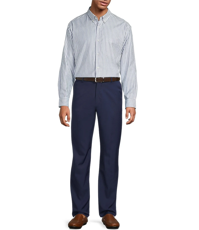 Roundtree & Yorke Long Sleeve Striped Oxford Sport Shirt