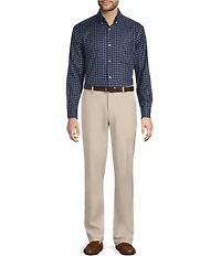 Roundtree & Yorke Long Sleeve Windowpane Pattern Sport Shirt