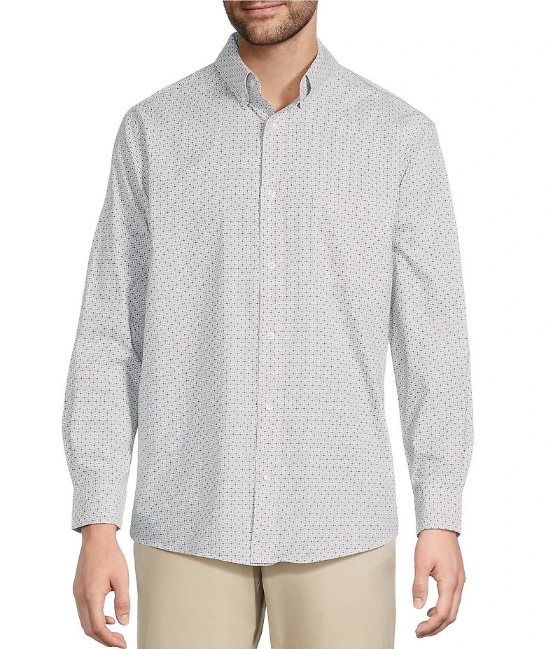 Roundtree & Yorke Long Sleeve X Geo Print Sport Shirt