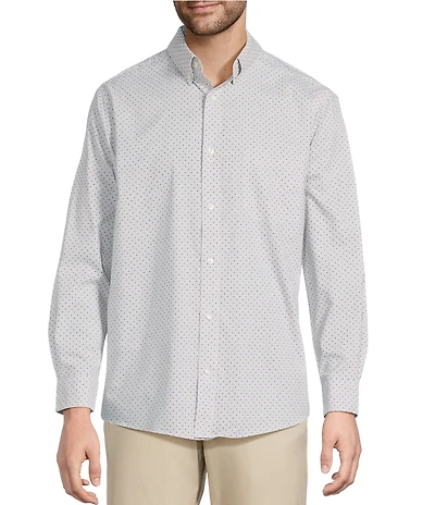 Roundtree & Yorke Long Sleeve X Geo Print Sport Shirt
