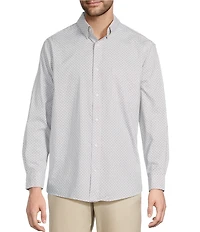 Roundtree & Yorke Long Sleeve X Geo Print Sport Shirt