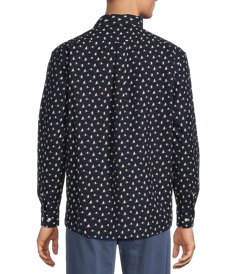 Roundtree & Yorke Long Sleeve Yeti Print Oxford Sport Shirt