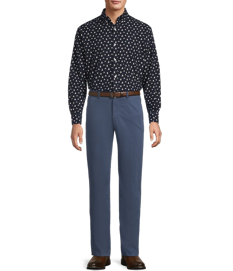 Roundtree & Yorke Long Sleeve Yeti Print Oxford Sport Shirt