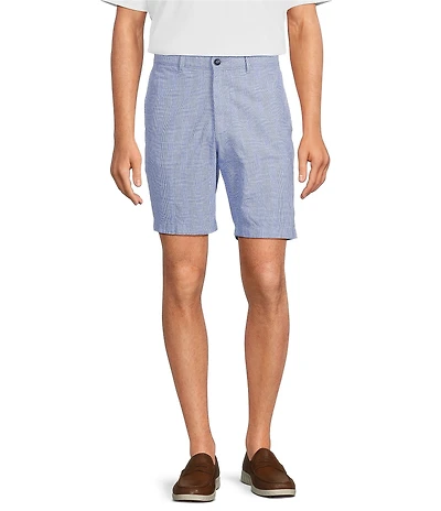 Roundtree & Yorke Luxury Linen 9#double; Flat Front Glen Plaid Shorts