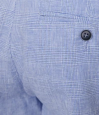 Roundtree & Yorke Luxury Linen 9#double; Flat Front Glen Plaid Shorts