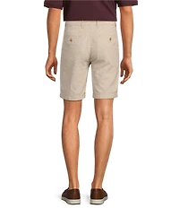 Roundtree & Yorke Luxury Linen 9#double; Flat Front Glen Plaid Shorts