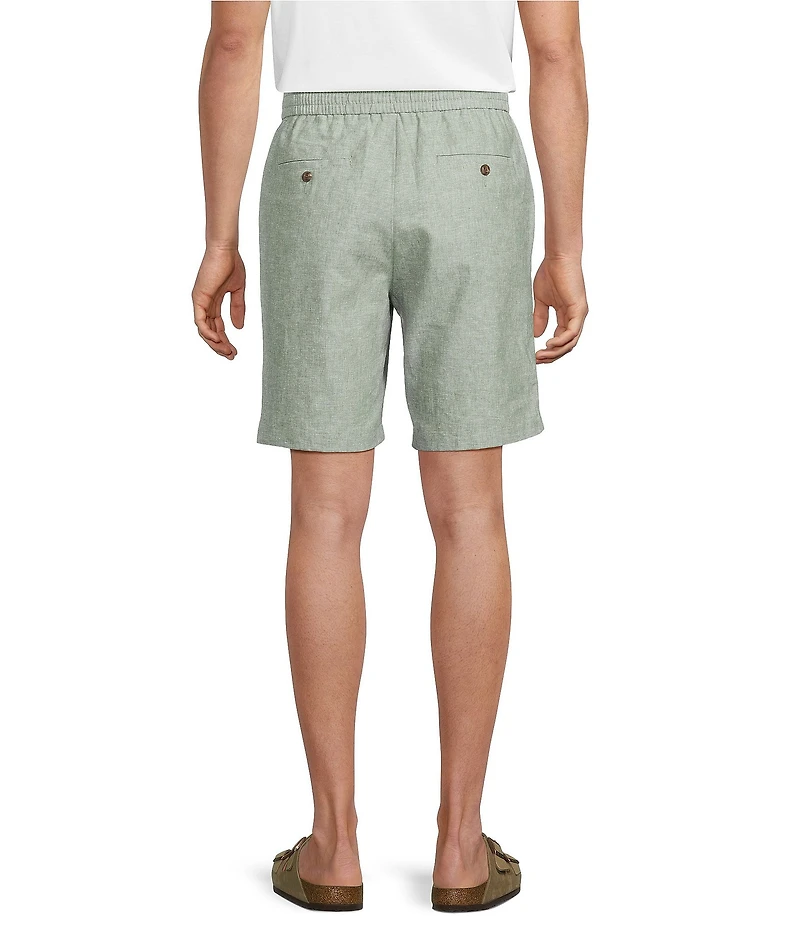 Roundtree & Yorke Luxury Linen Blend Flat Front Drawstring 8#double; Inseam Solid Shorts