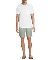 Roundtree & Yorke Luxury Linen Blend Flat Front Drawstring 8#double; Inseam Solid Shorts