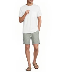 Roundtree & Yorke Luxury Linen Blend Flat Front Drawstring 8#double; Inseam Solid Shorts