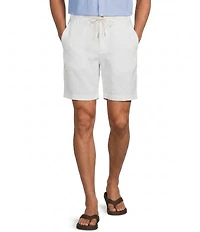 Roundtree & Yorke Luxury Linen Blend Flat Front Drawstring 8#double; Inseam Solid Shorts