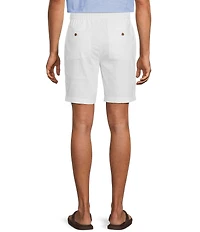 Roundtree & Yorke Luxury Linen Blend Flat Front Drawstring 8#double; Inseam Solid Shorts