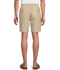 Roundtree & Yorke Luxury Linen Blend Flat Front Drawstring 8#double; Inseam Solid Shorts