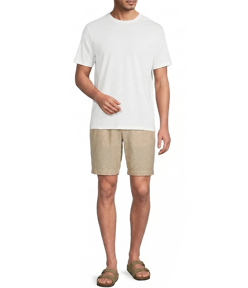 Roundtree & Yorke Luxury Linen Blend Flat Front Drawstring 8#double; Inseam Solid Shorts