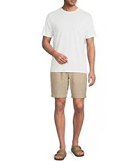 Roundtree & Yorke Luxury Linen Blend Flat Front Drawstring 8#double; Inseam Solid Shorts
