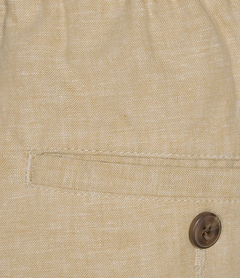 Roundtree & Yorke Luxury Linen Blend Flat Front Drawstring 8#double; Inseam Solid Shorts