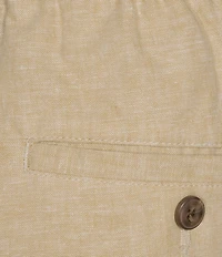 Roundtree & Yorke Luxury Linen Blend Flat Front Drawstring 8#double; Inseam Solid Shorts