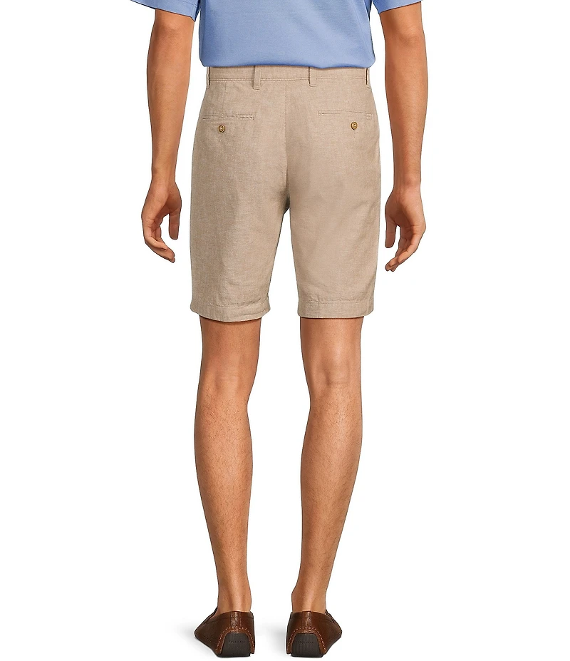 Roundtree & Yorke Luxury Linen Flat Front 9#double; Solid Shorts