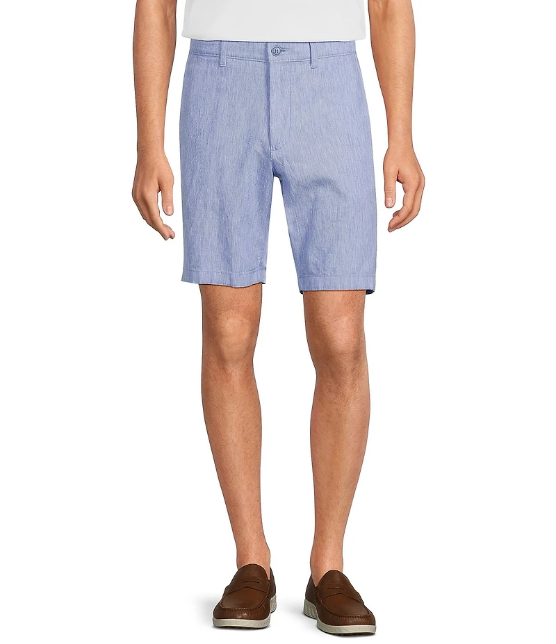 Roundtree & Yorke Luxury Linen Flat Front 9#double; Solid Shorts