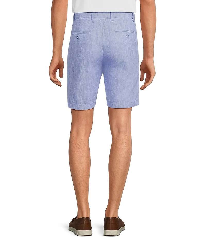 Roundtree & Yorke Luxury Linen Flat Front 9#double; Solid Shorts