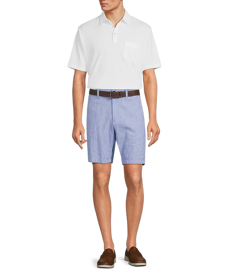 Roundtree & Yorke Luxury Linen Flat Front 9#double; Solid Shorts