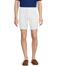 Roundtree & Yorke Luxury Linen Flat Front 9#double; Solid Shorts