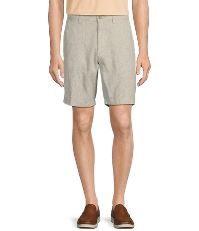 Roundtree & Yorke Luxury Linen Flat Front 9#double; Solid Shorts