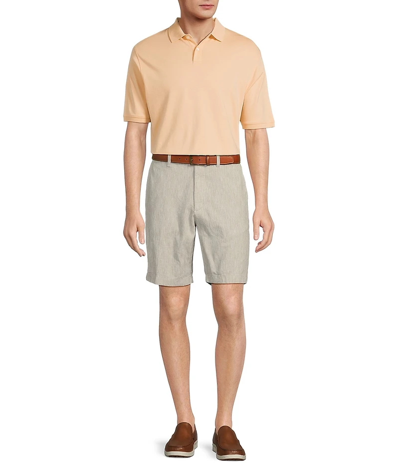 Roundtree & Yorke Luxury Linen Flat Front 9#double; Solid Shorts