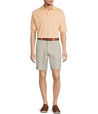 Roundtree & Yorke Luxury Linen Flat Front 9#double; Solid Shorts