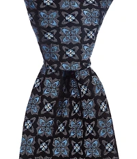 Roundtree & Yorke Mays Stars Medallion 3 3/8#double; Woven Silk Tie