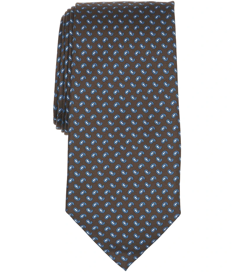 Roundtree & Yorke Mini Paisley Print Traditional Silk Tie