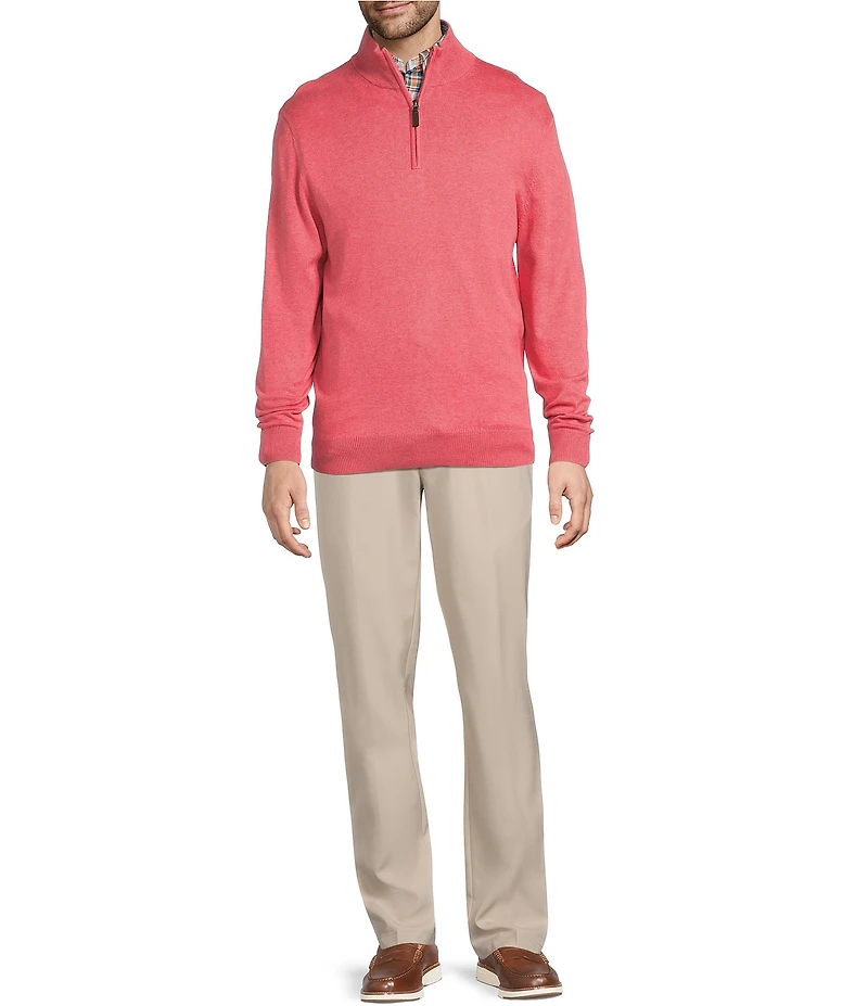 Roundtree & Yorke Mock Neck Long Sleeve Solid Quarter Zip Sweater Pullover