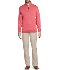 Roundtree & Yorke Mock Neck Long Sleeve Solid Quarter Zip Sweater Pullover