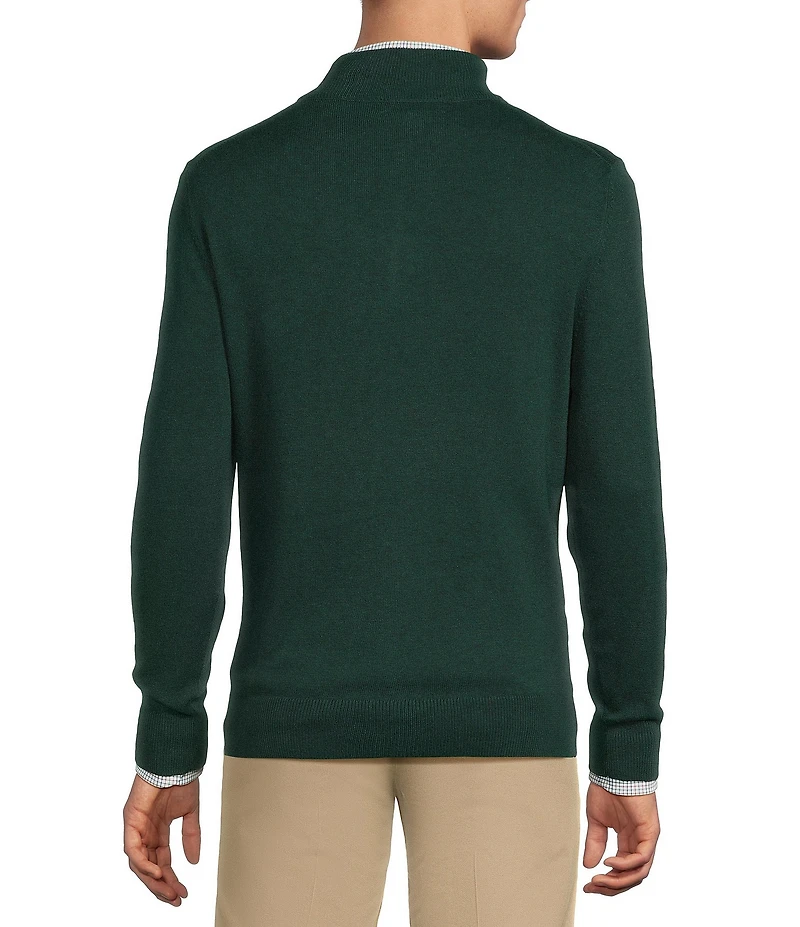 Roundtree & Yorke Mock Neck Long Sleeve Solid Quarter Zip Sweater Pullover